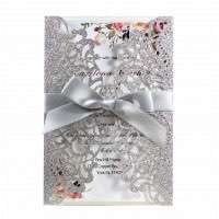 2020 Invitation Card Wedding Card Design Laser Cut Silvery Laser Cut Paper